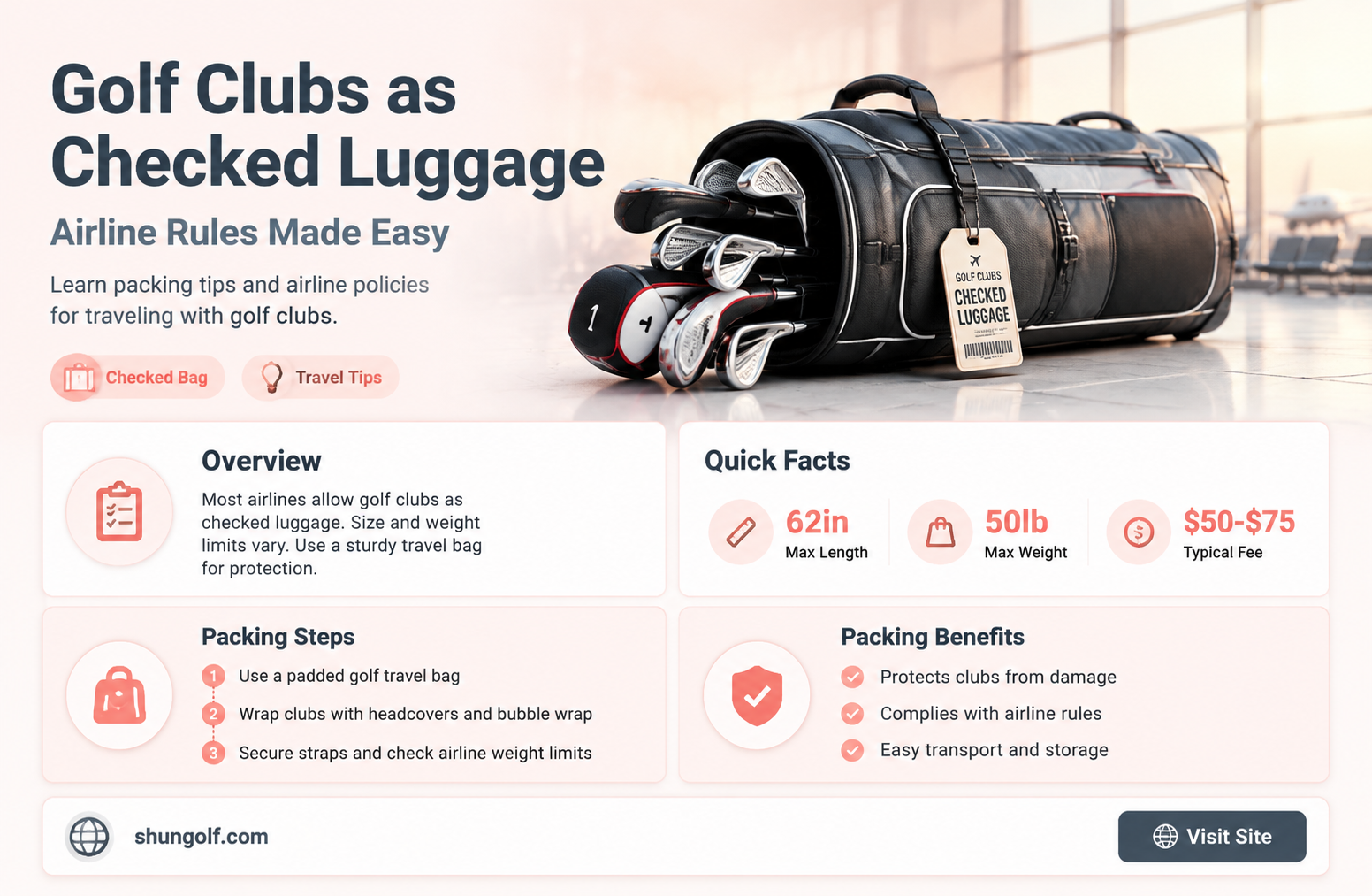 are golf clubs considered a checked bag