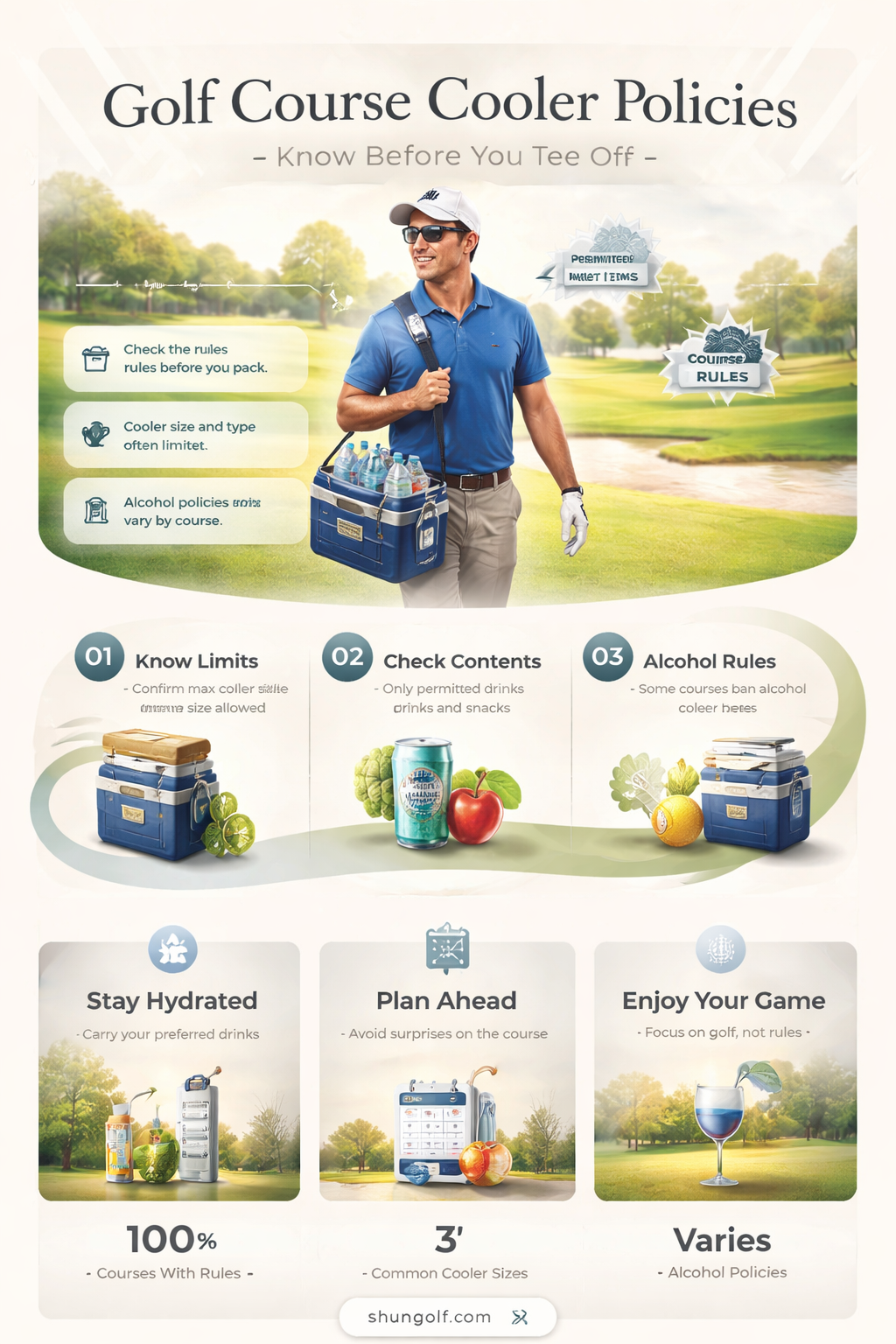 are coolers allowed on golf courses