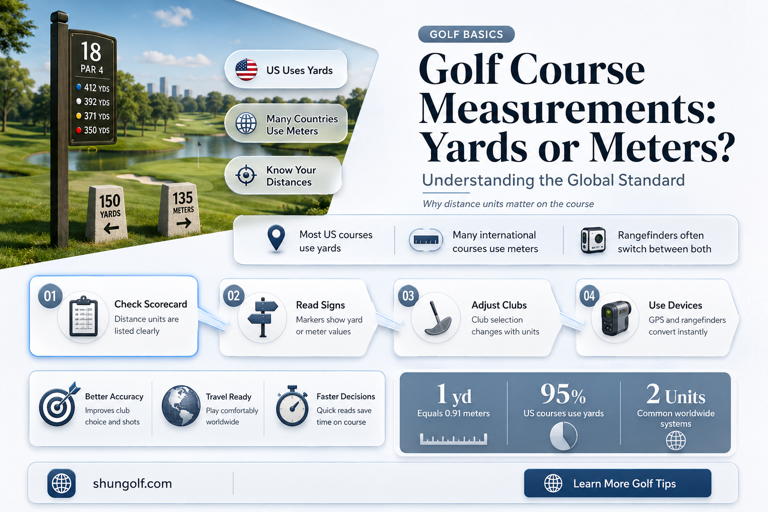 are golf courses measured in yards