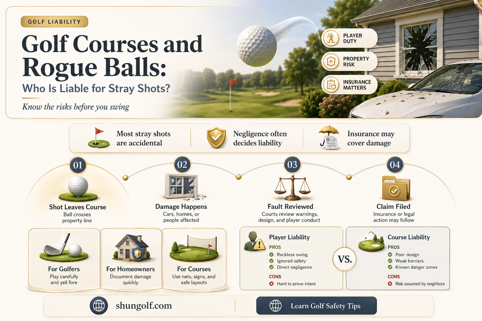 are golf courses accountable for rogue golf balls