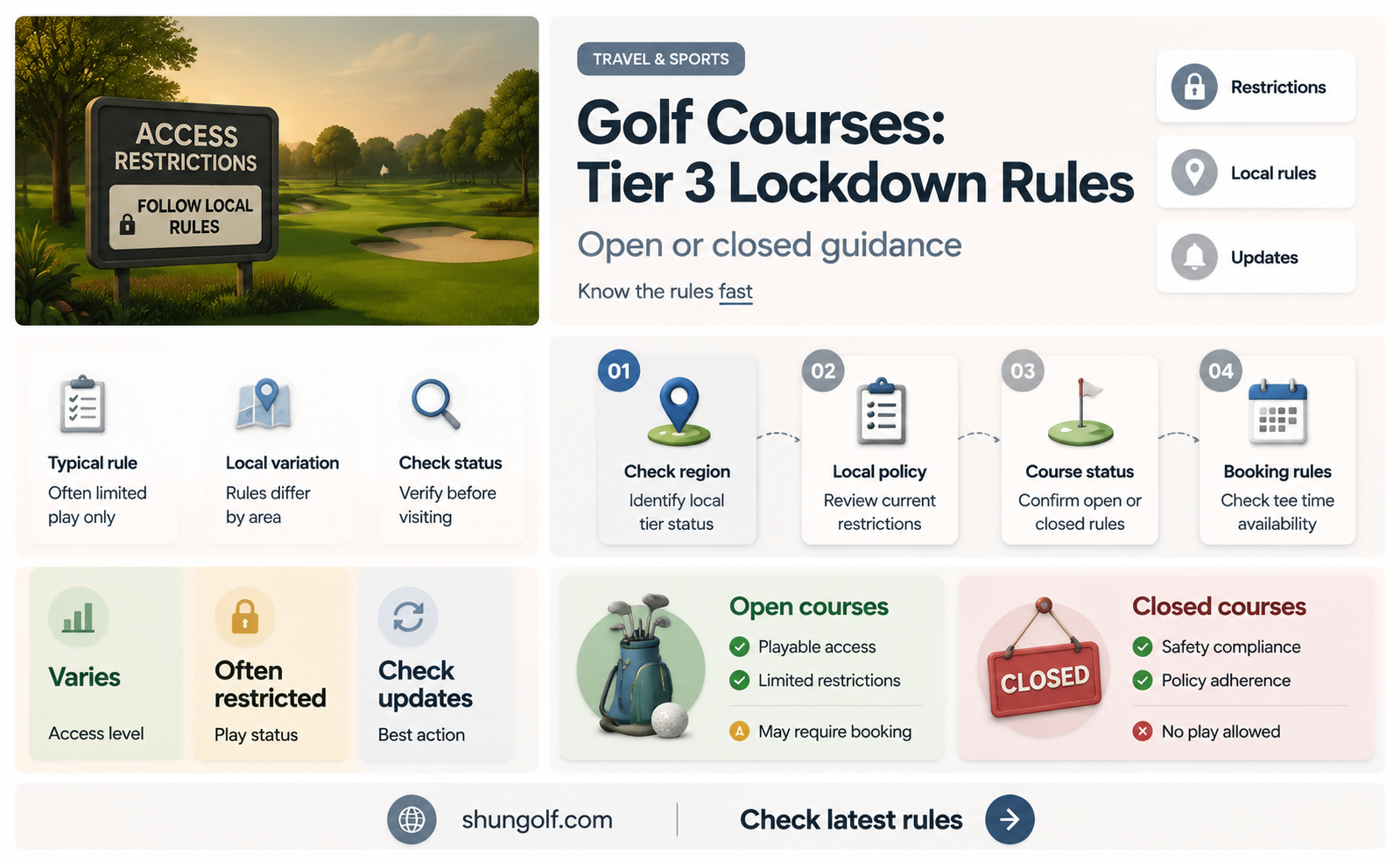are golf courses open in tier 3 lockdown