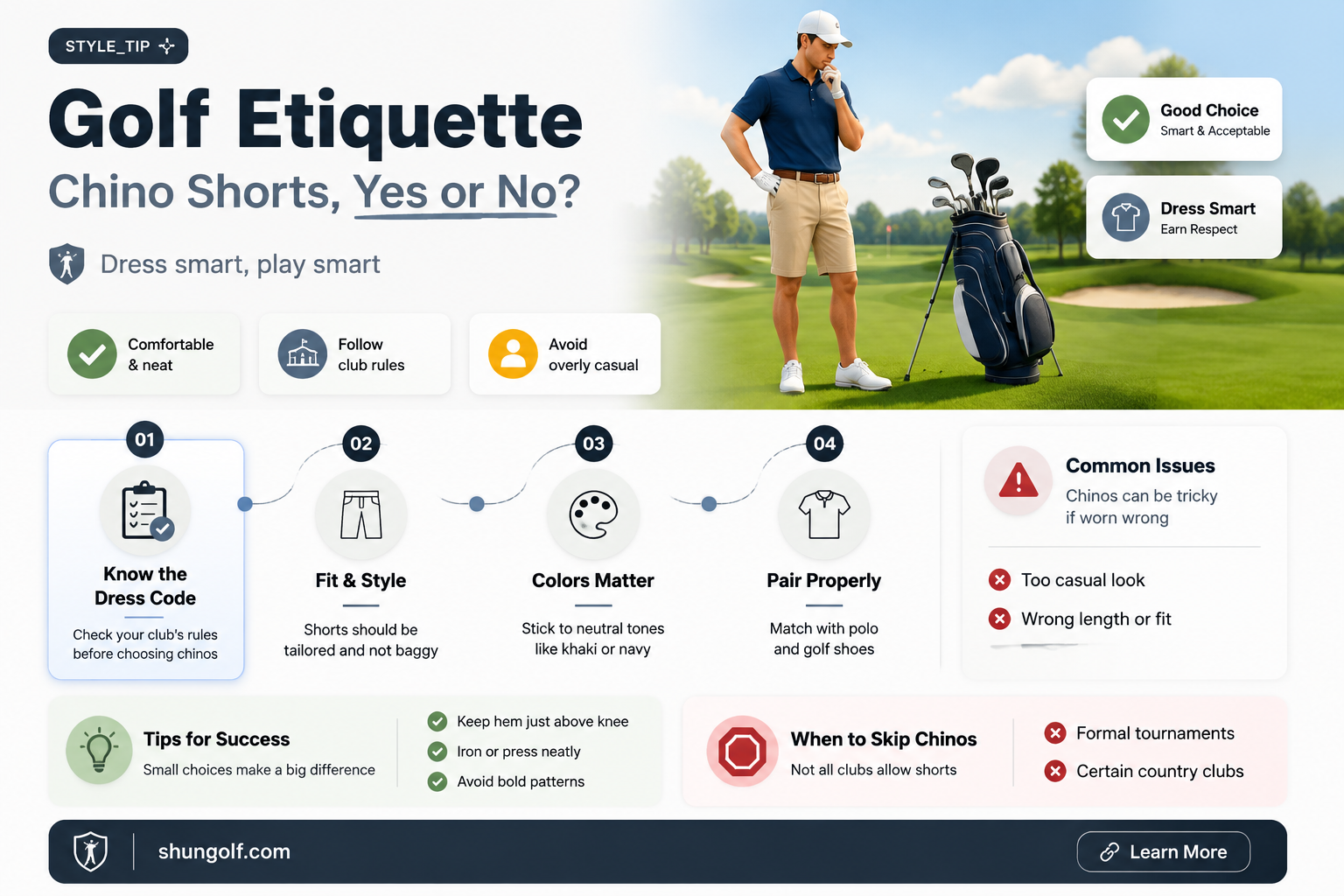 are chino shorts ok for golf