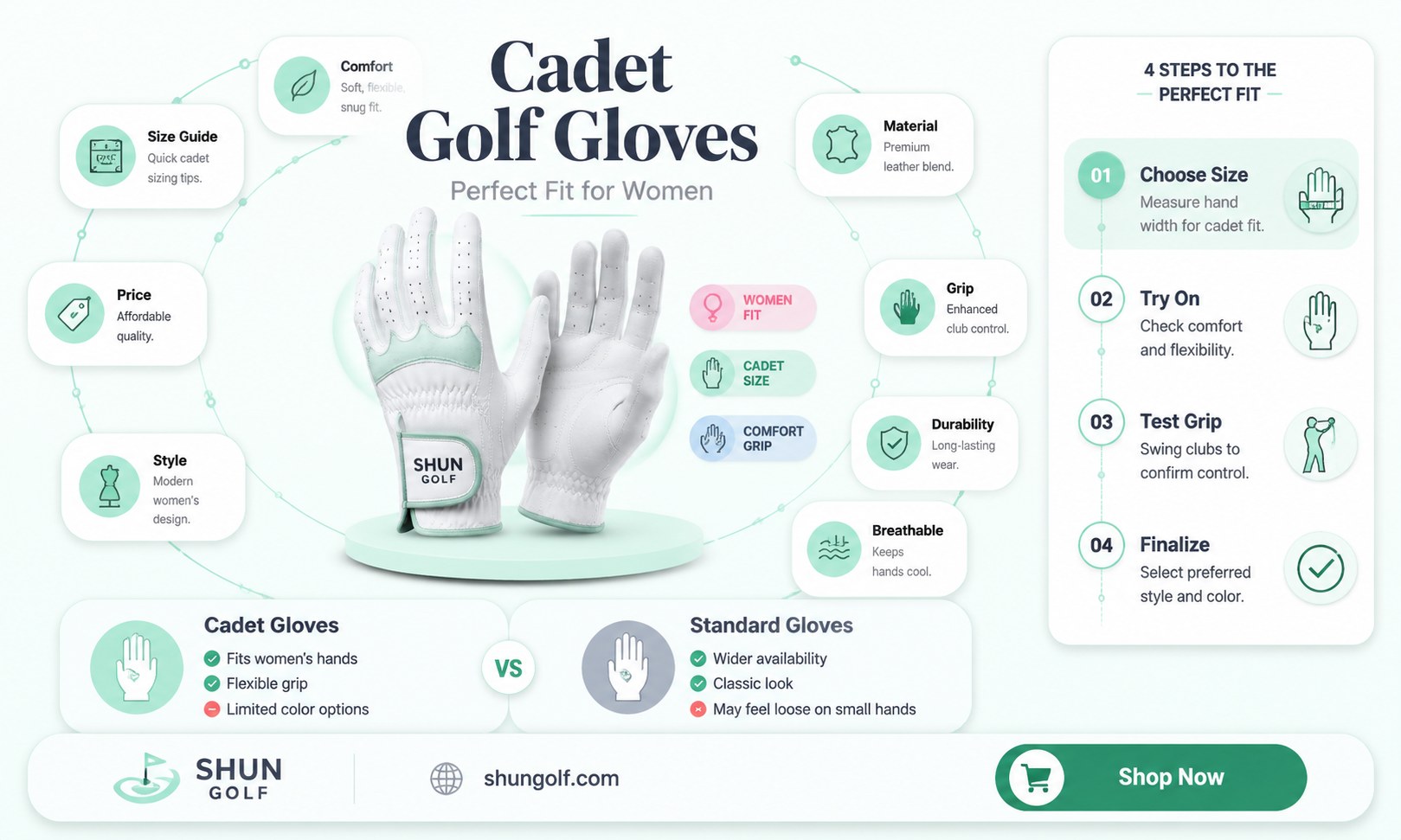 are cadet size golf gloves women