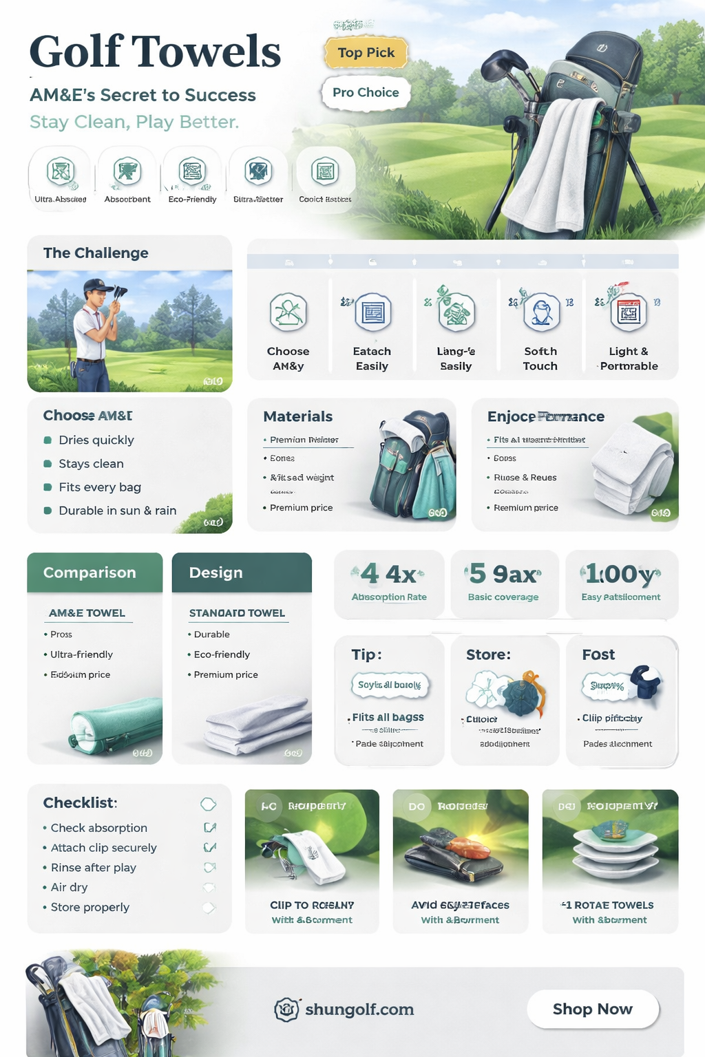 am&e golf towels