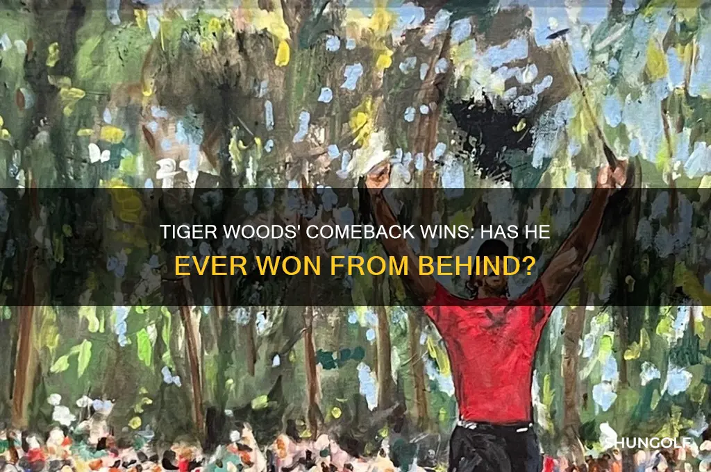 has tiger woods ever won a golf tourney behind
