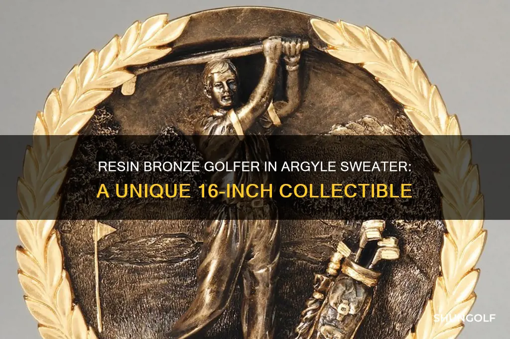 have you resin bronze tone golfer 16 in argyle sweater