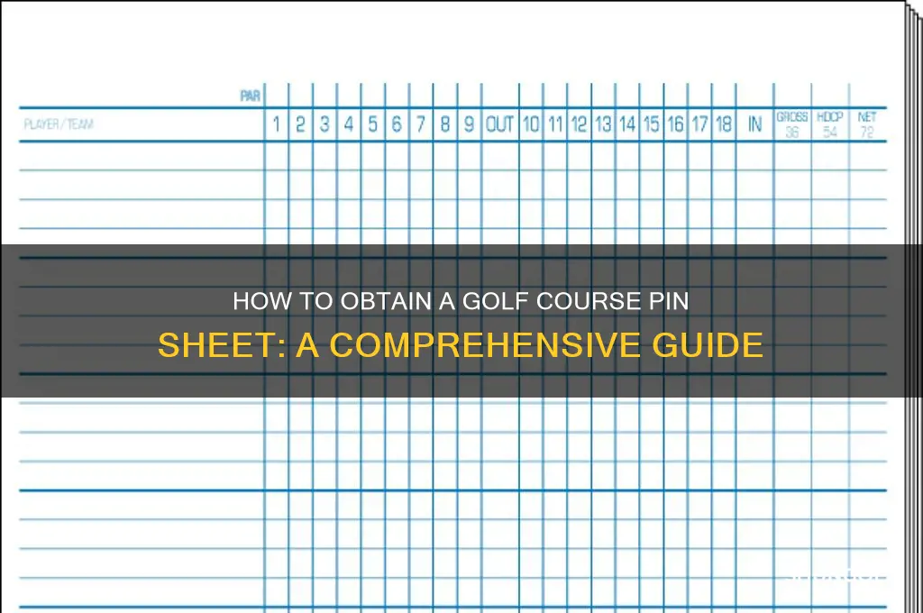 how can i get a pin sheet for golf courses