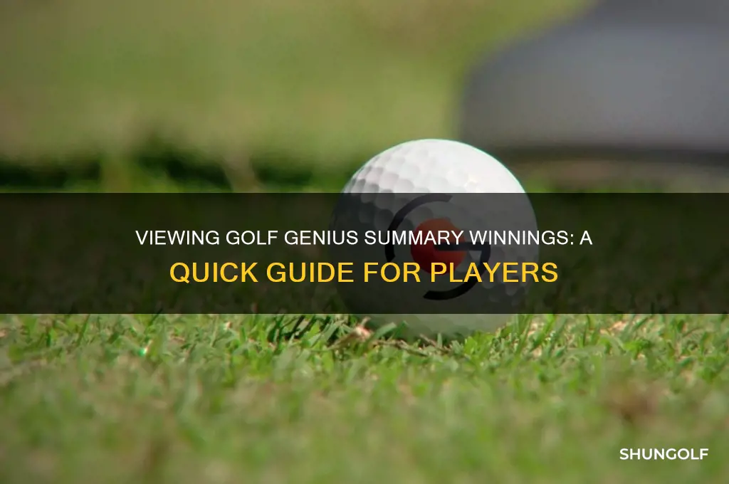 how do i see summary winnings in golf genius