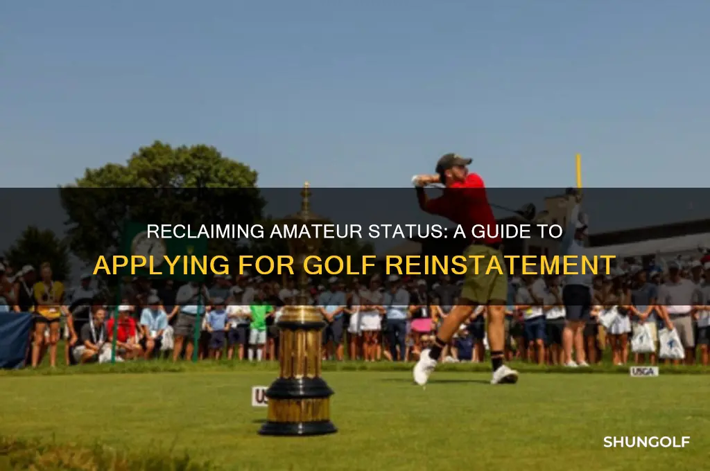 how do you apply for reinstatement as an amateur golfer