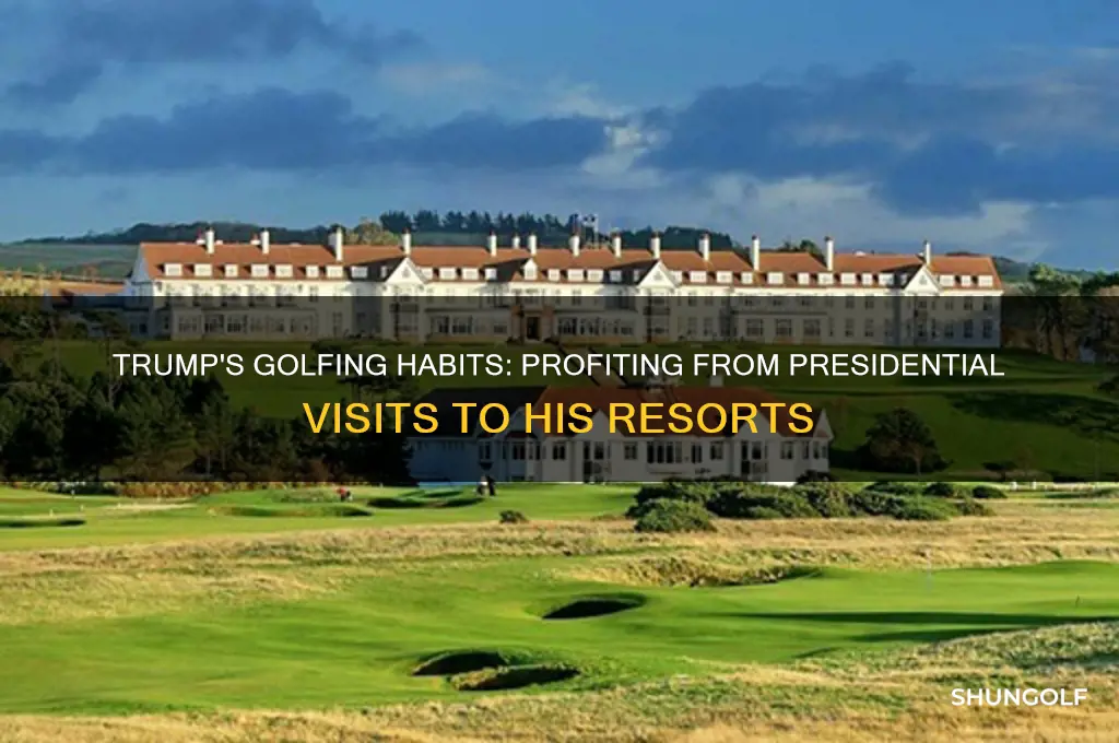 how does trump benefit golfing at his own property