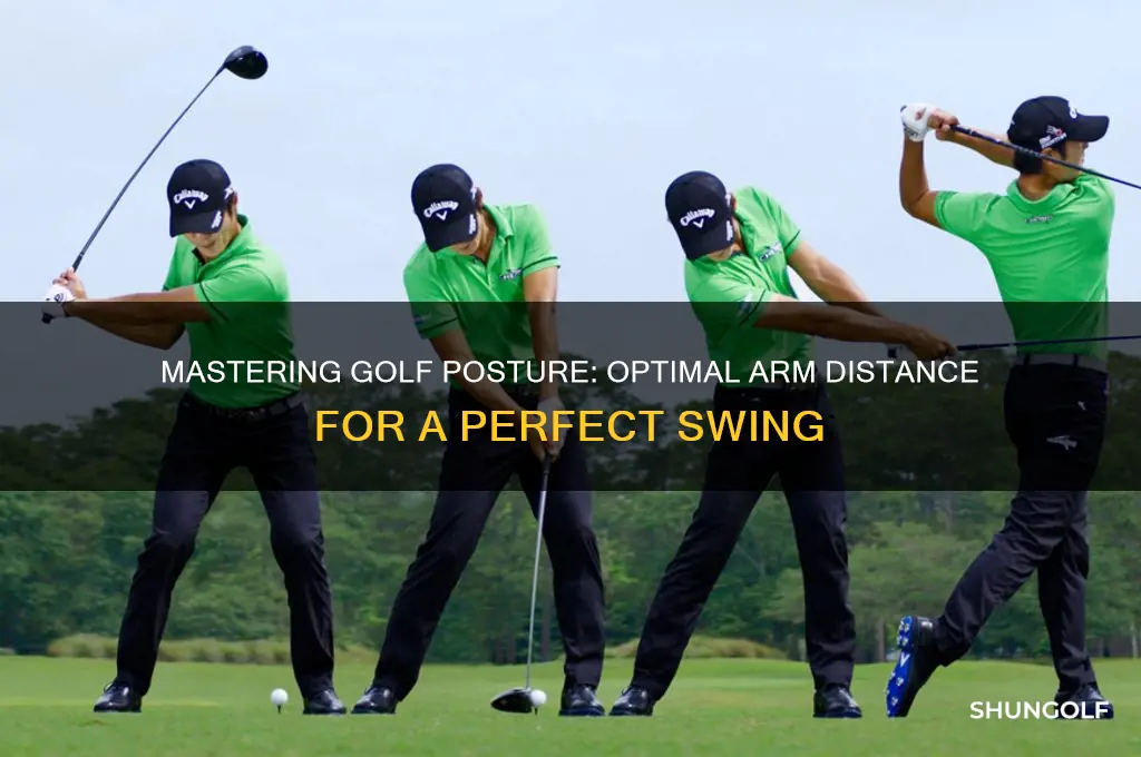 how far apart are the arms in the golf setup