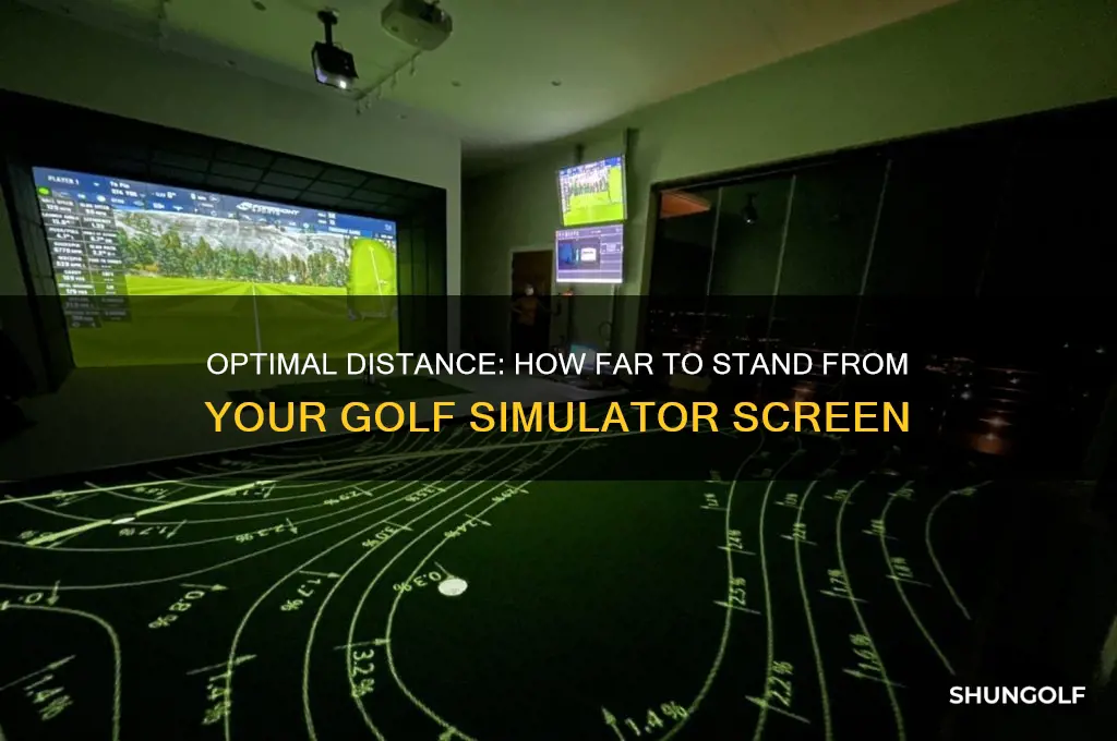 how far away should you stand from golf screen