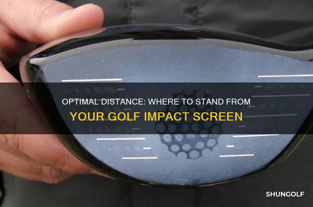 how far from golf impact screen to stand