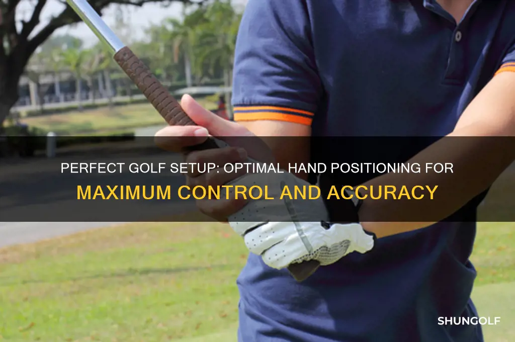 how far should hands be from body in golf setup