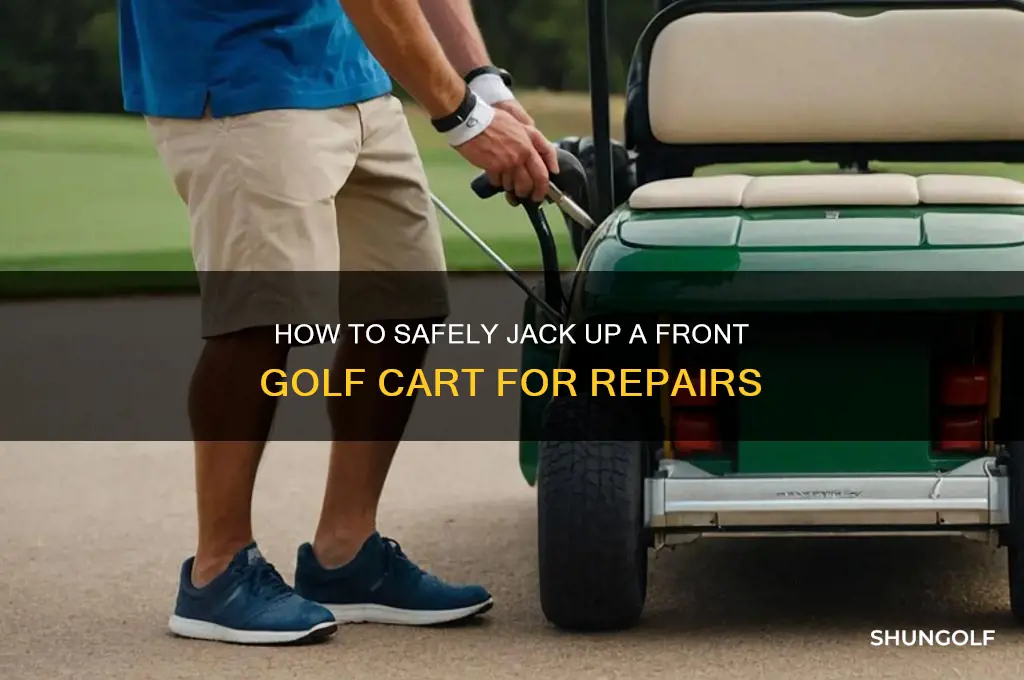 how jack up front golf cart to work on