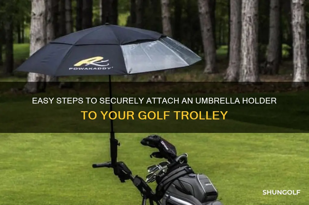 how to attach umbrella holder to golf trolley
