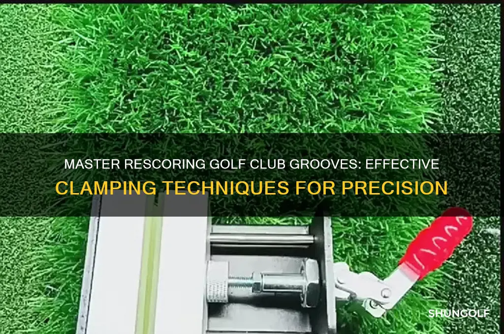 how to clamp a golf club head for rescoring grooves