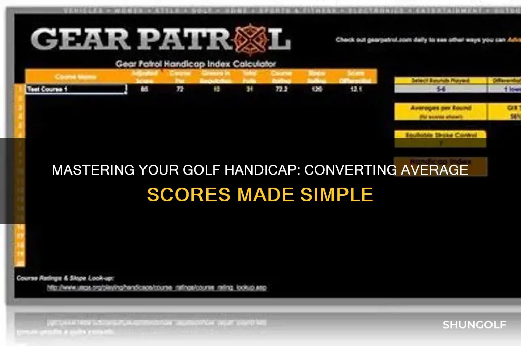 how to convert average golf score to handicap