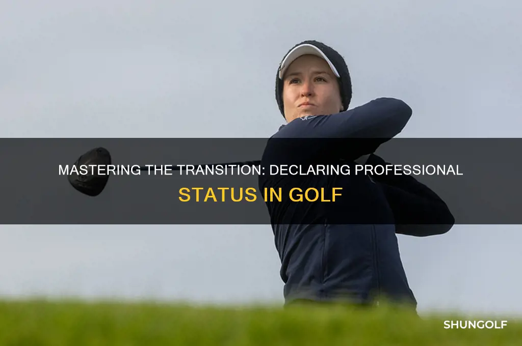 how to declare pro status in golf