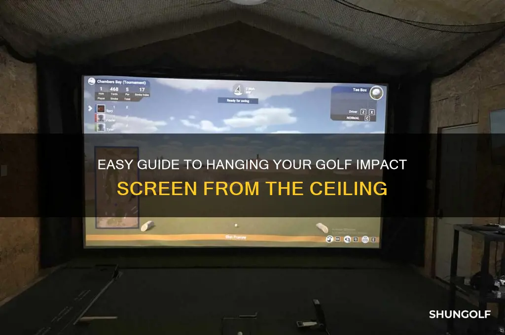 how to hang golf impact screen from ceiling