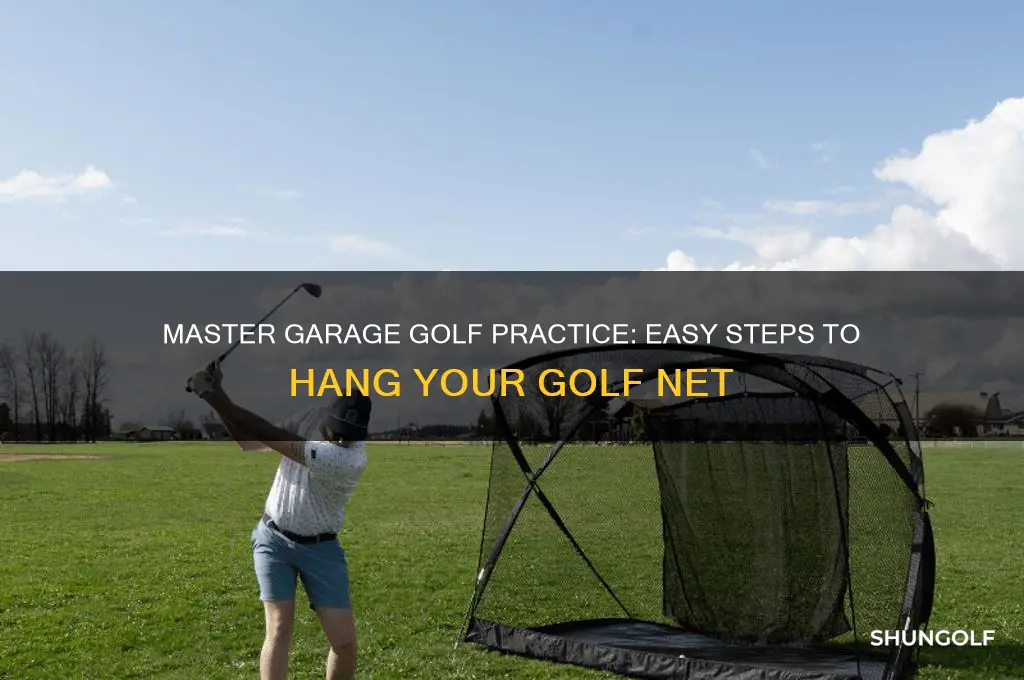how to hang golf net in garage
