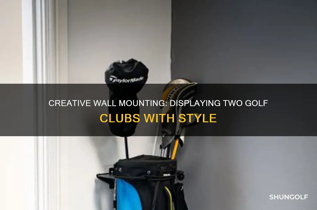 how to hang two golf clubs on a wall