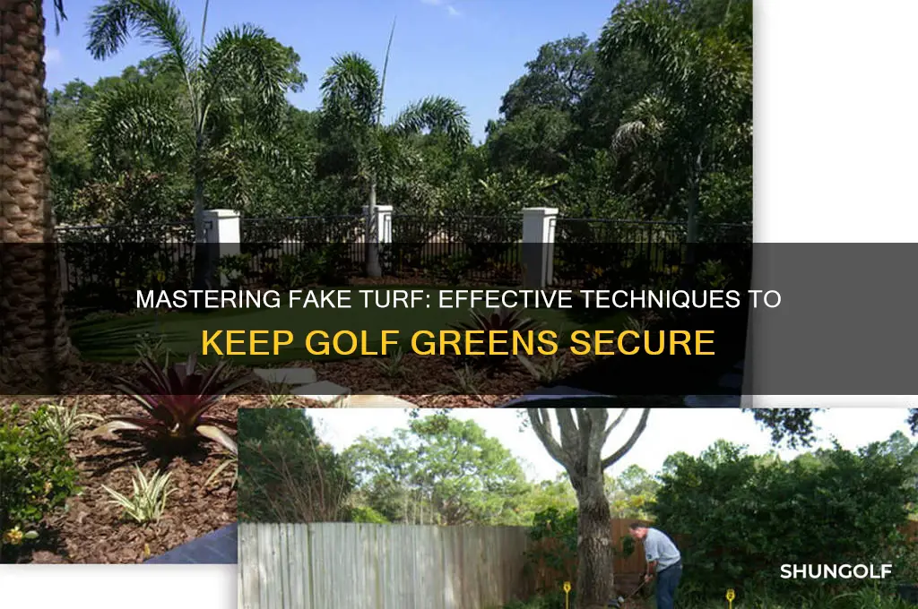 how to keep fake turf down for golf
