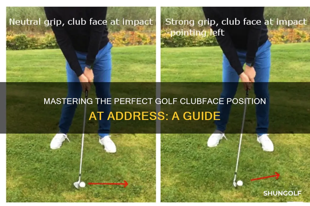 how to position a golf clubface at address
