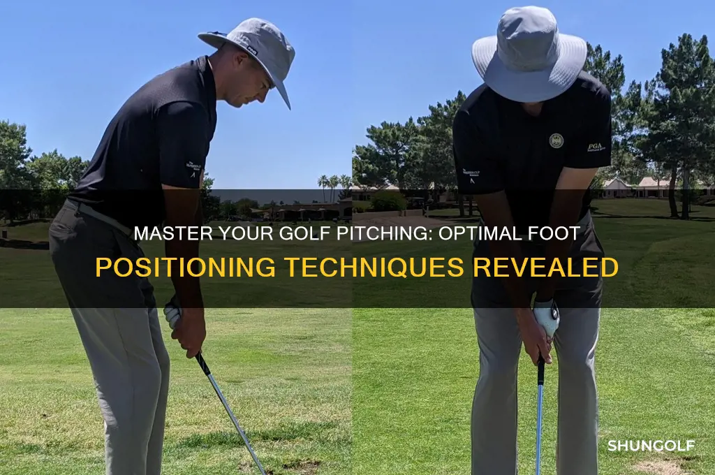 how to posotion your feet for pitching in golf