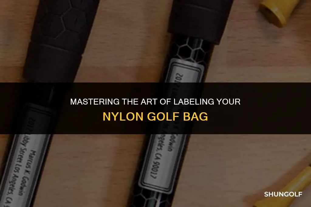 how to stick labels on nylon golf bag