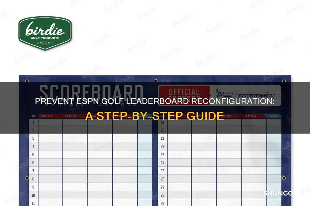 how to stop espn golf leaderboard from reconfiguring