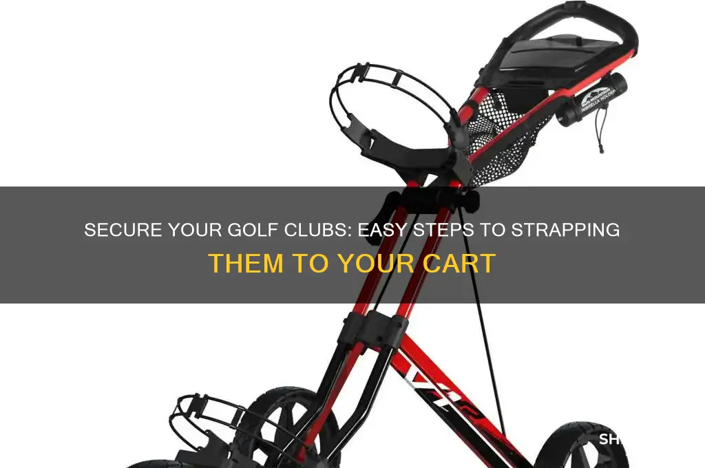 how to strap clubs to a golf cart