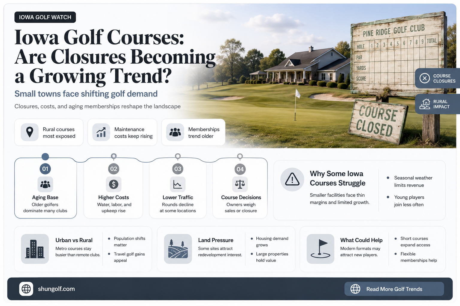 are golf courses closing in iowa