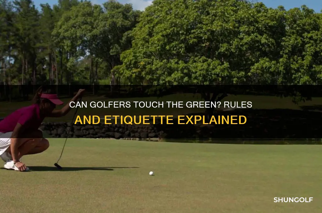is a golfer allowed to touch the green