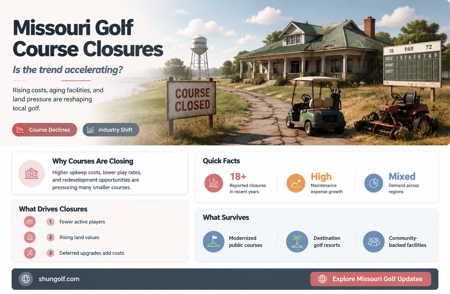 are golf courses closing in missouri