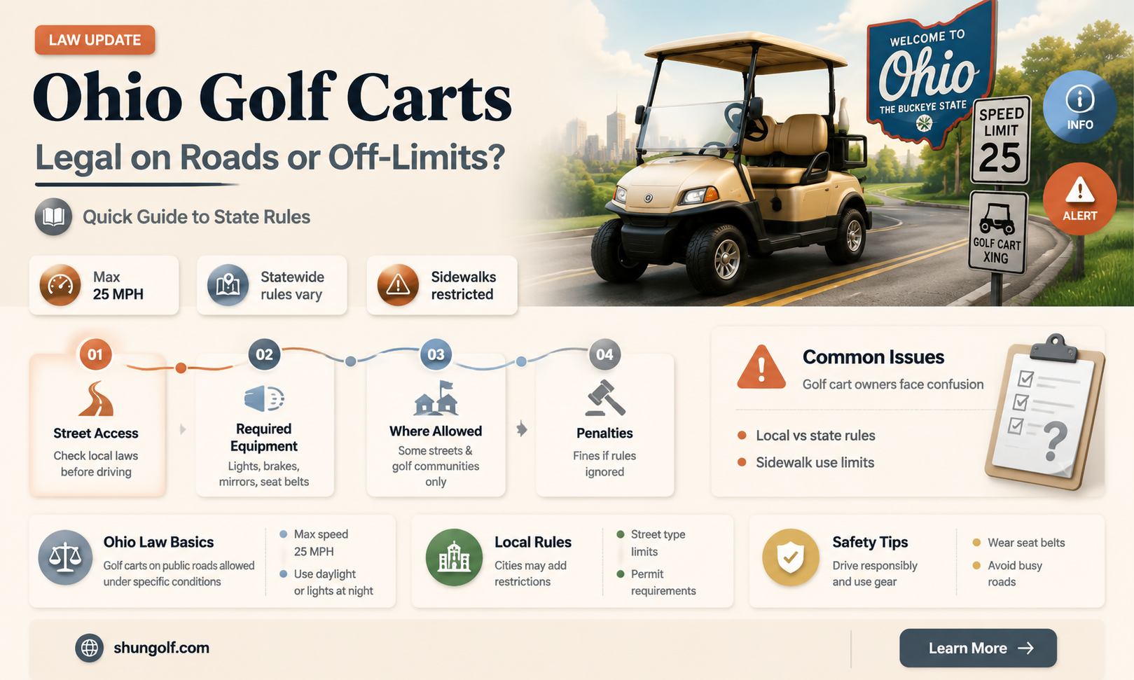 are golf carts allowed on state routes in ohio