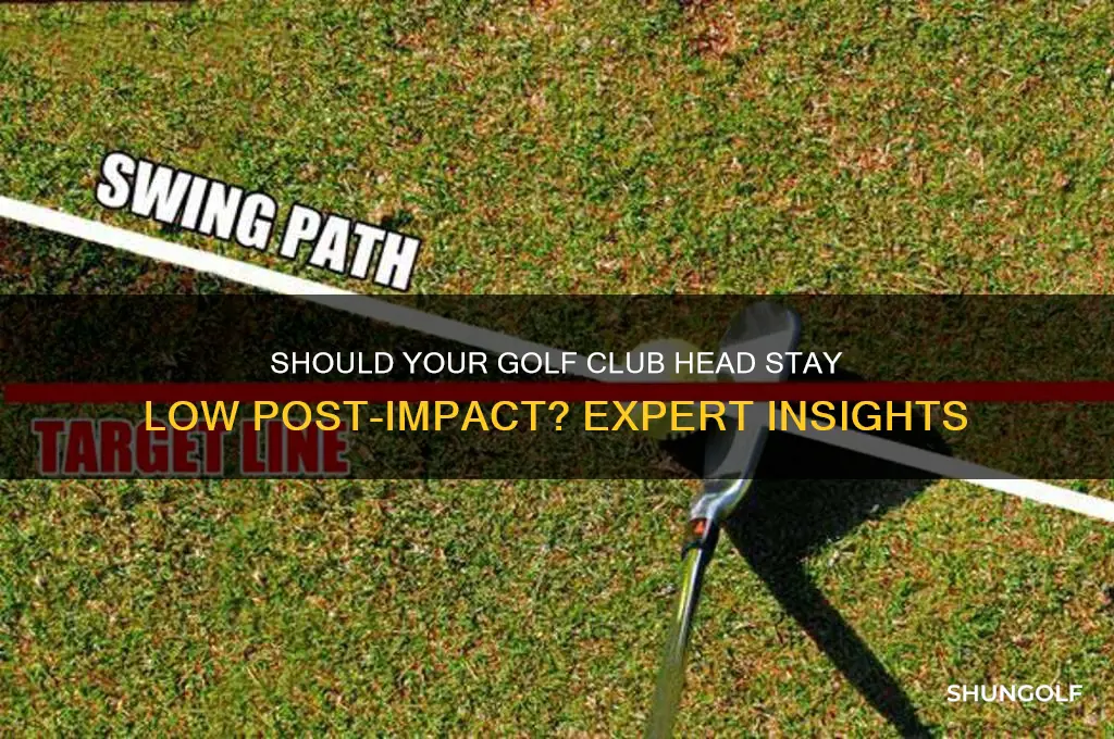 should the golf club head stay low after impact