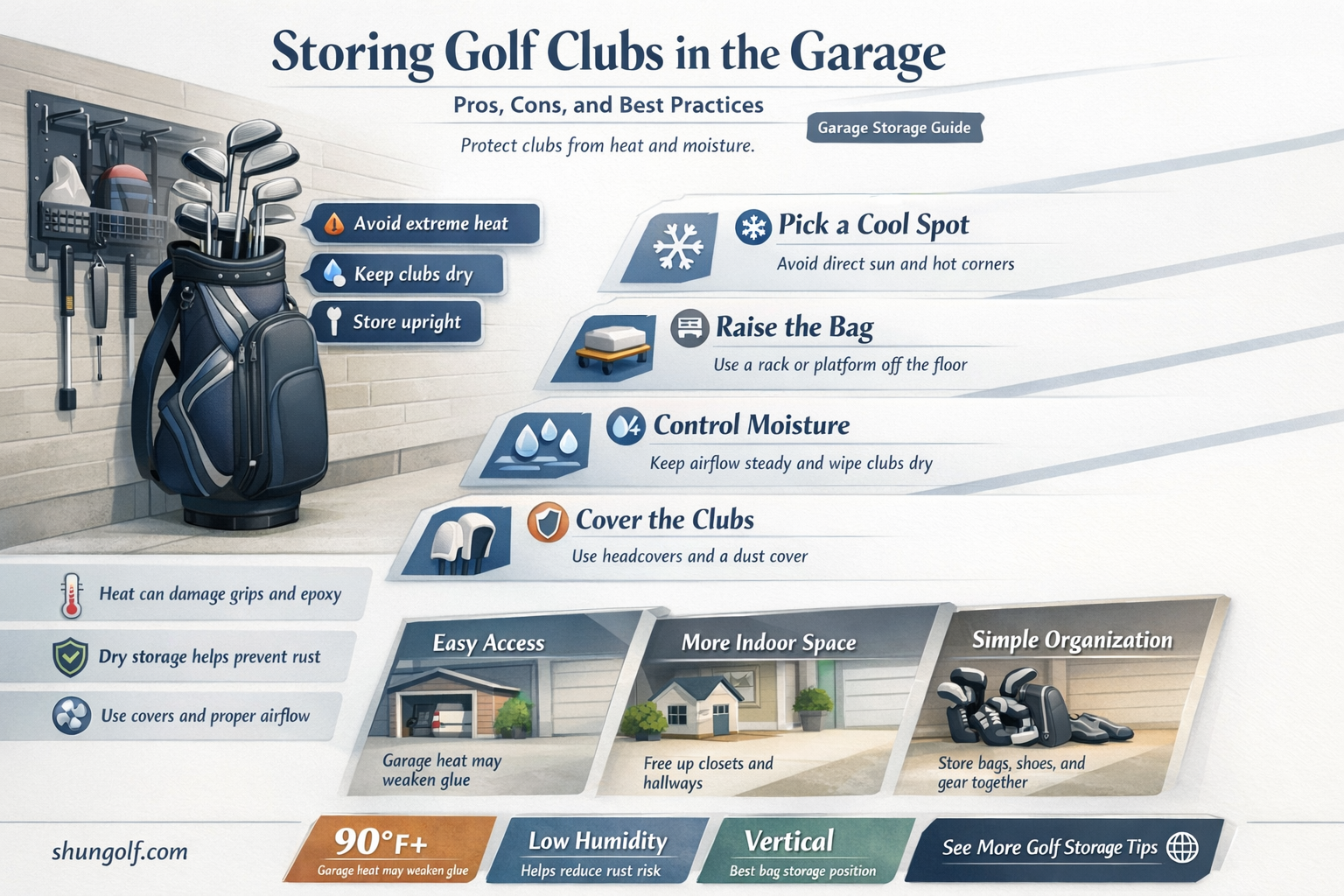 are golf clubs okay in the garage