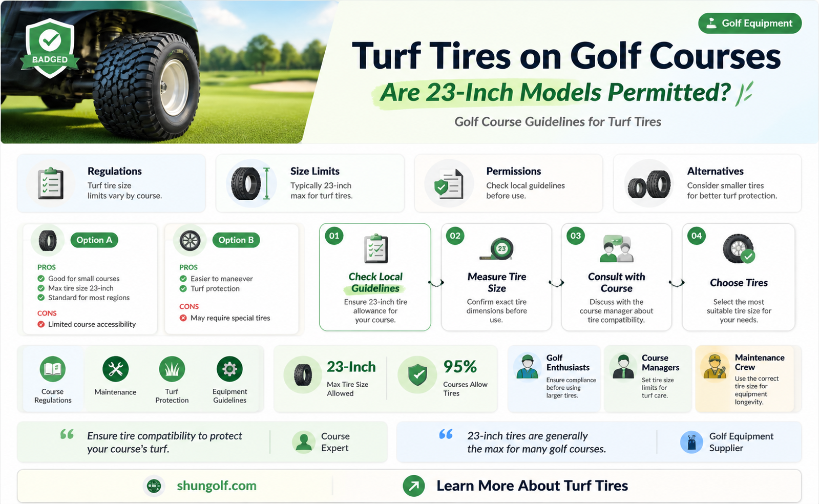 are 23 turf tires allowed on golf courses