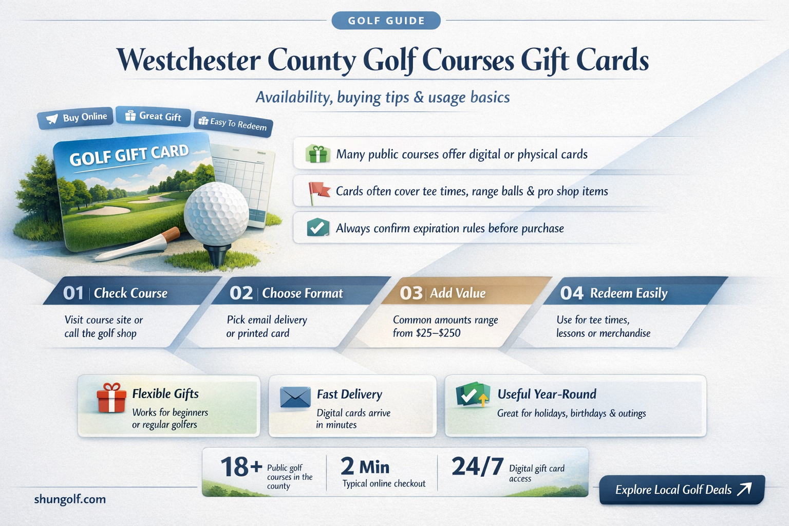 are gift cards available at westchester county golf courses