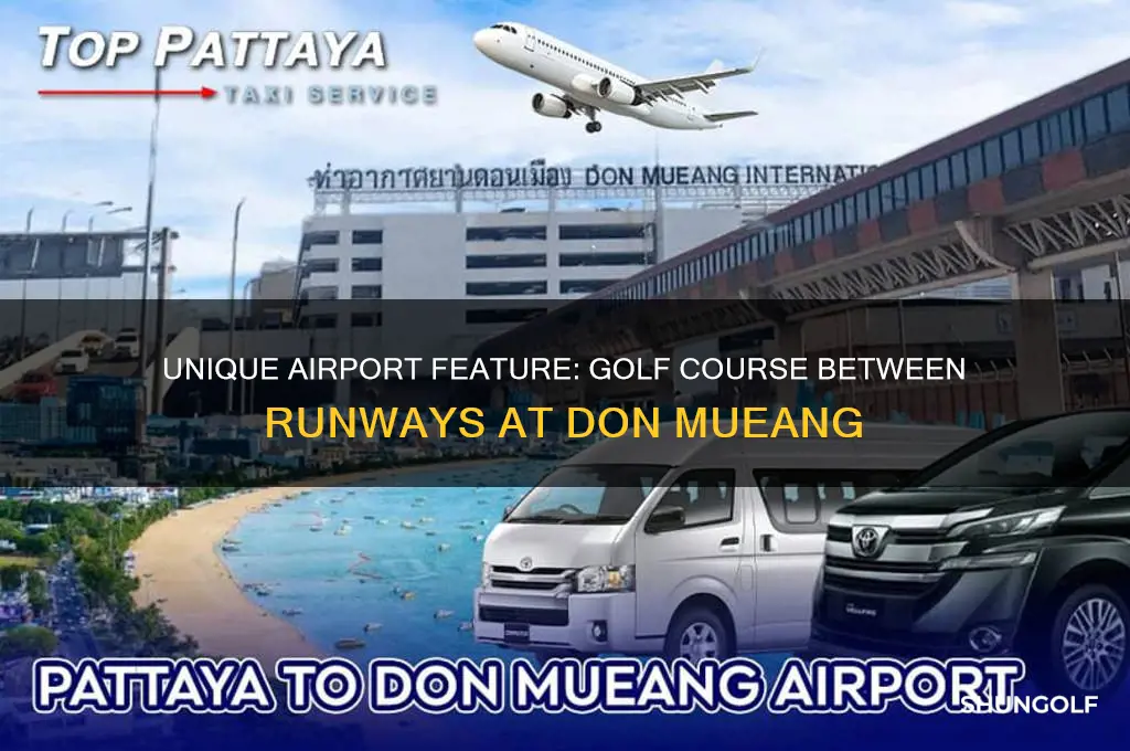 what airport has a golf course between runways