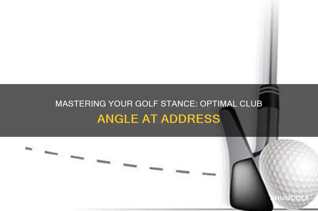what angle should the golf club be at address