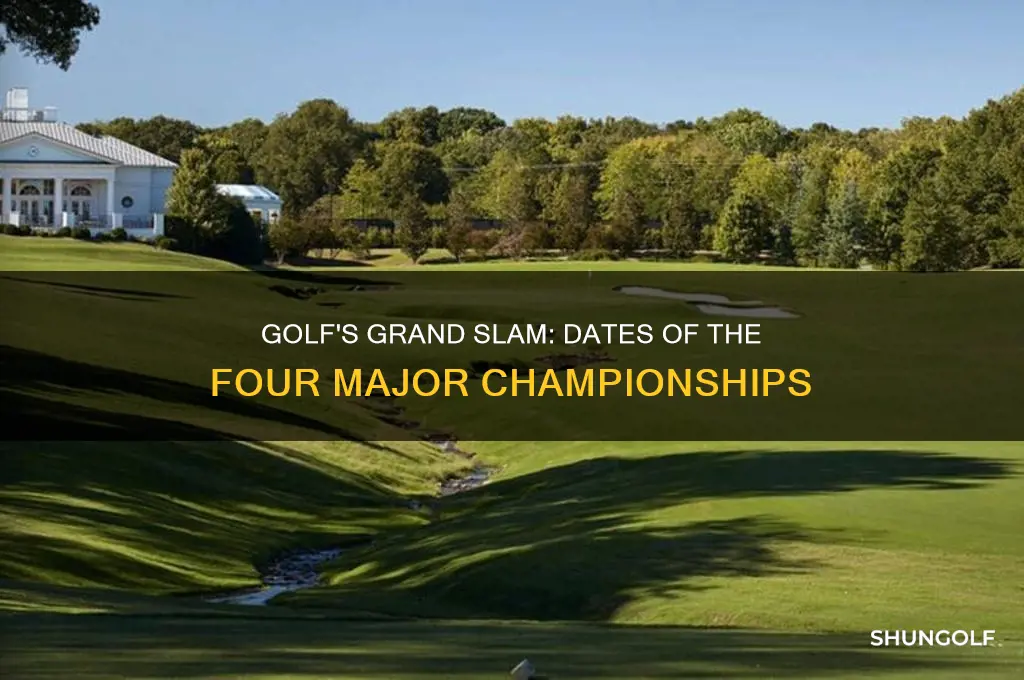 what are the dates of the four majors in golf
