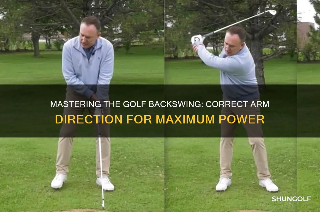 what direction do the arms go in the golf backswing