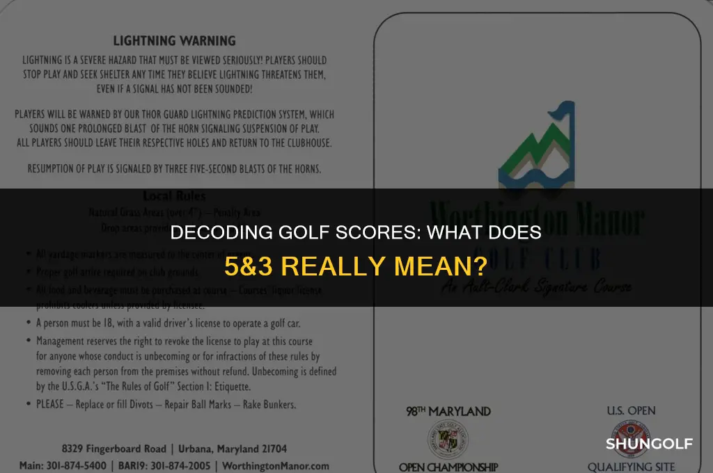 what does it mean to win 5&3 in golf