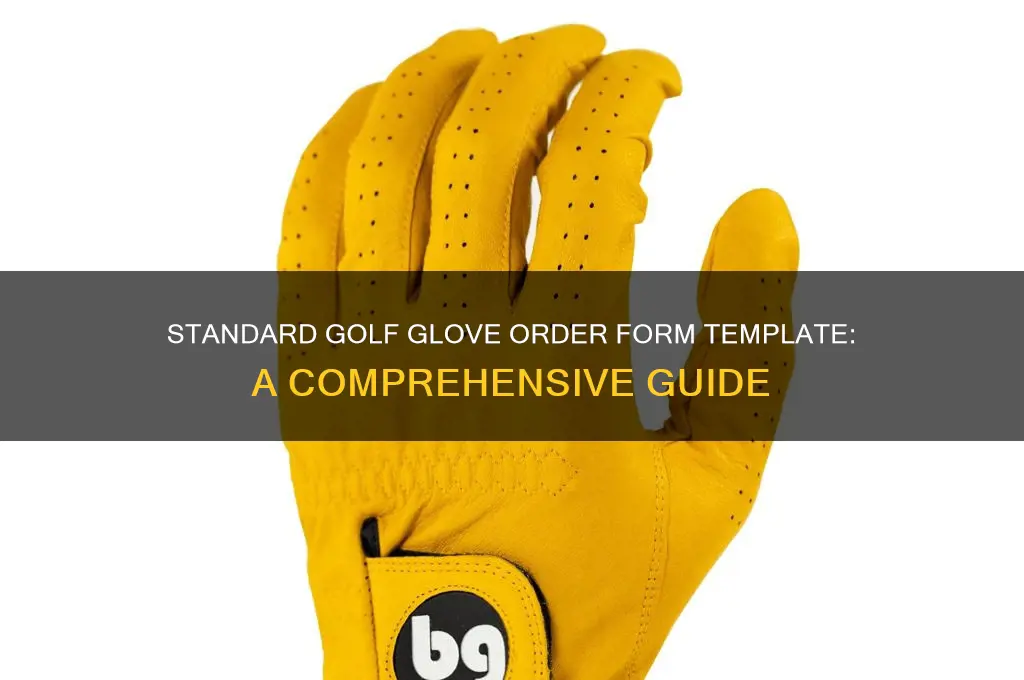 what is the standard golf glove order form template