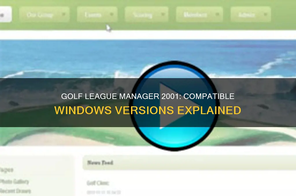 what windows versions does golf league manager 2001 run onn