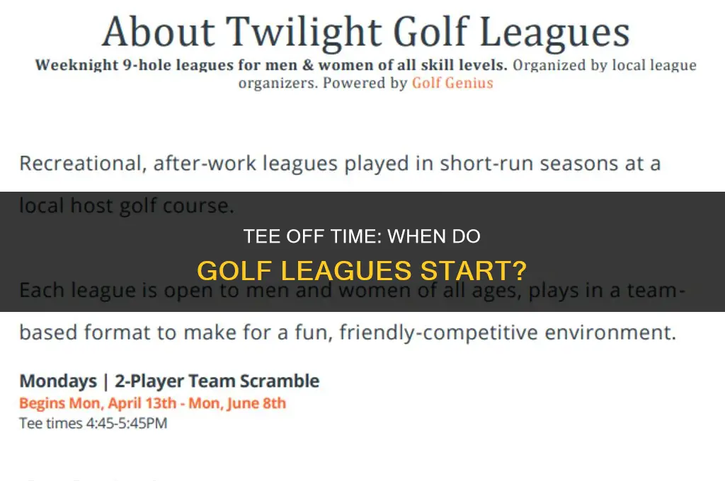 when do golf leagues start