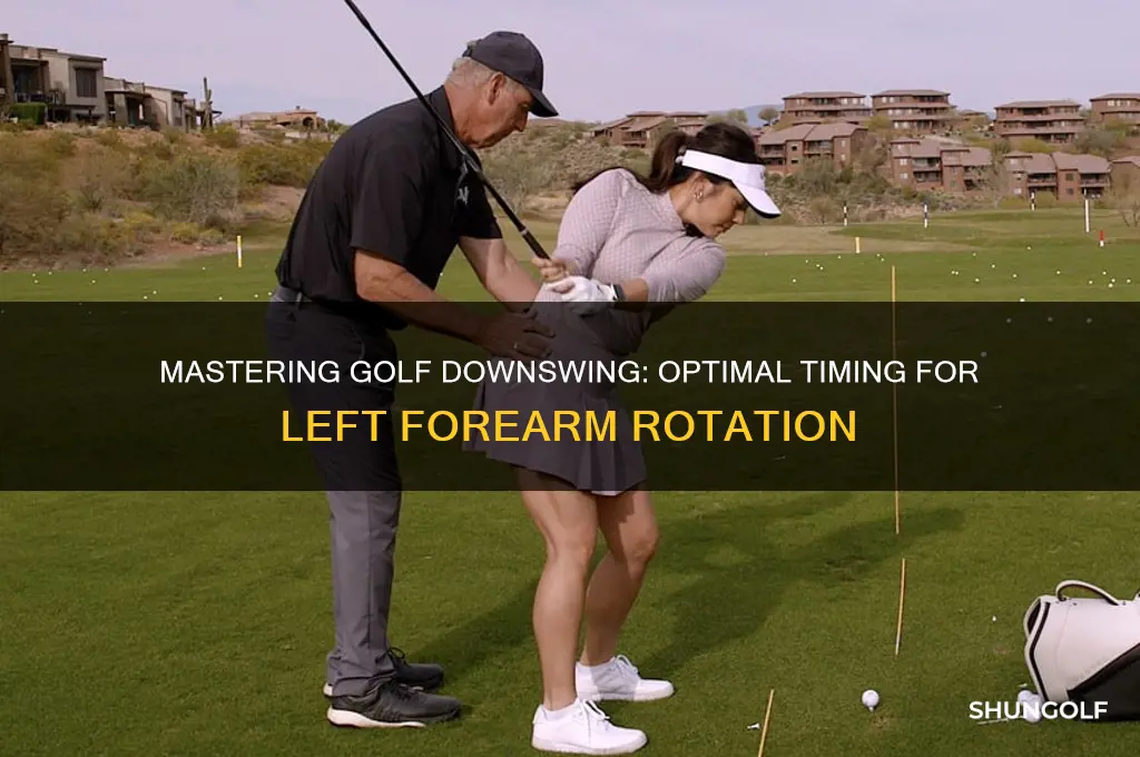 when to rotate the left forearm in golf downswing
