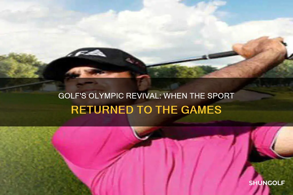 when was golf added to the olympics